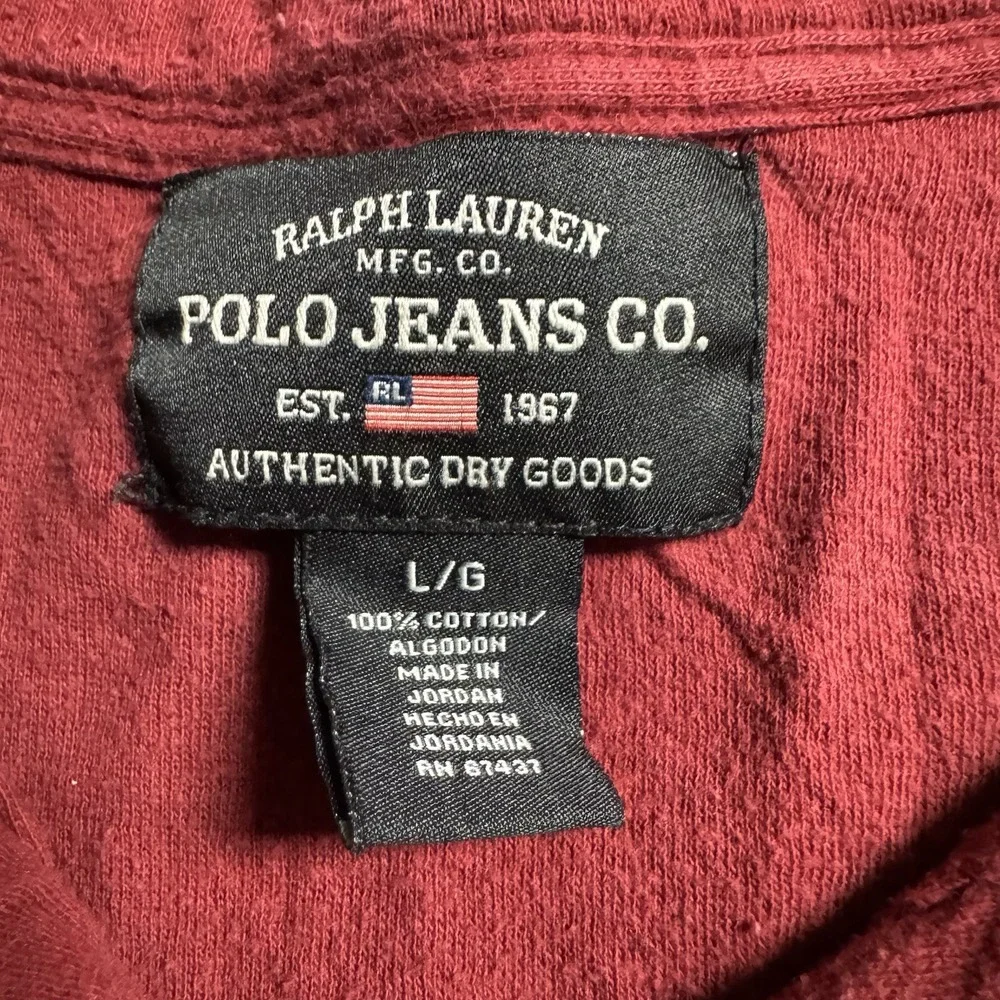 Polo Ralph Lauren Jeans Men's Large Pullover Long Sleeve Shirt‎ L Maroon